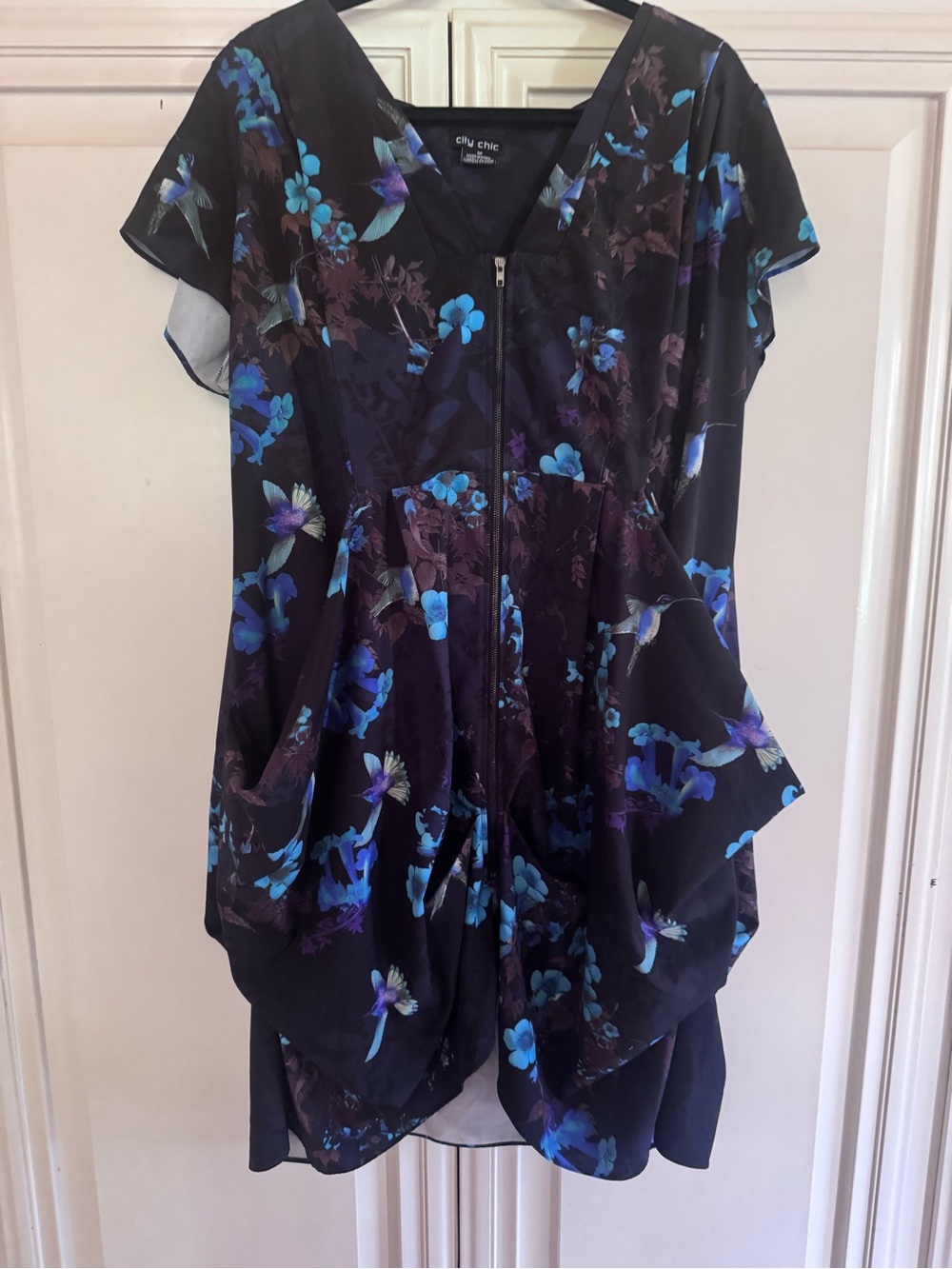 City Chic Black Dress with Blue & Purple Floral Print